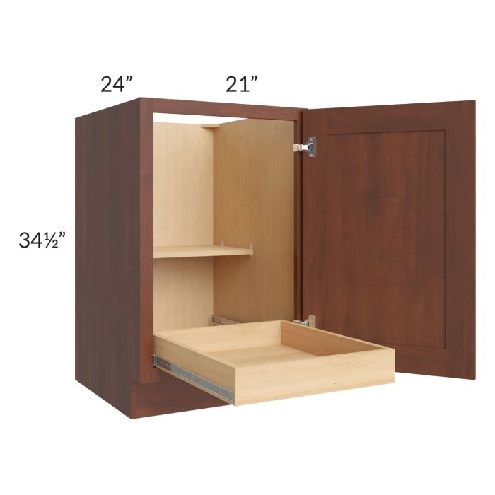 Cambridge Saddle Glaze 21" Full Height Door Base Cabinet with 1 Rollout Tray