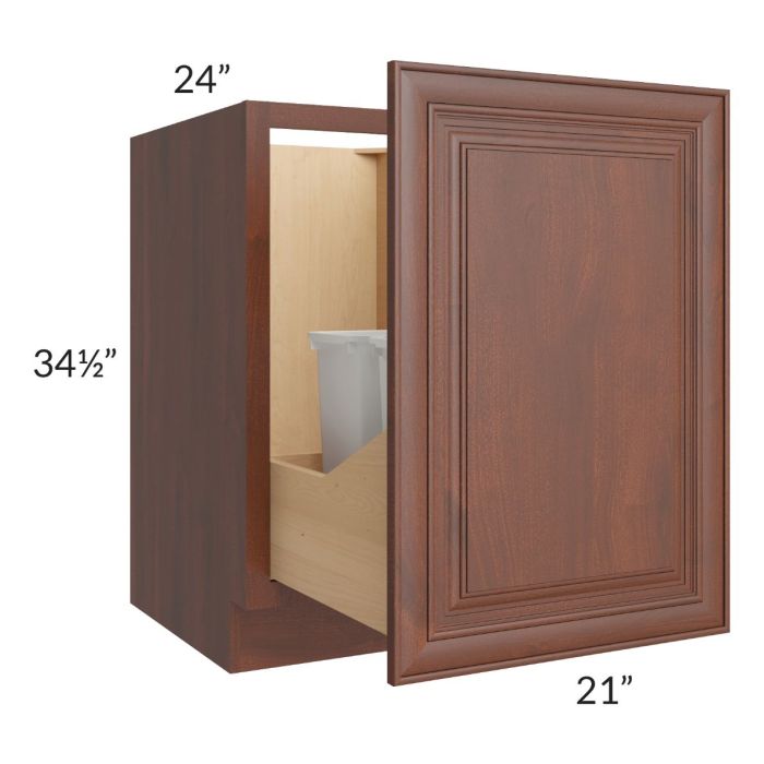 Cambridge Saddle Glaze 21" Full Height Door Base Cabinet with Double Trashcan Pullout