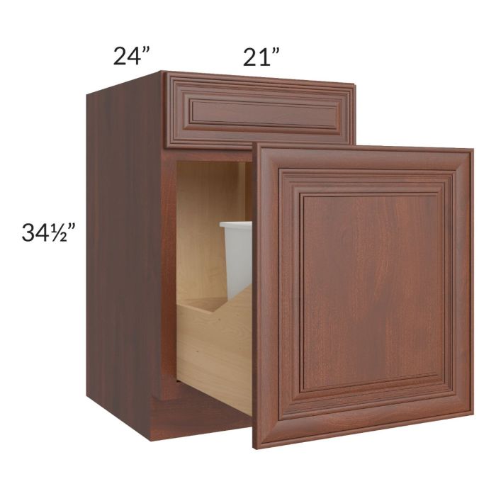 Cambridge Saddle Glaze 21" Base Cabinet with Double Trashcan Pullout