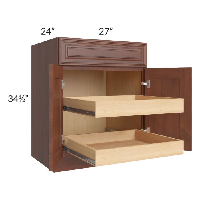 Cambridge Saddle Glaze 27" Base Cabinet with 2 Rollout Trays