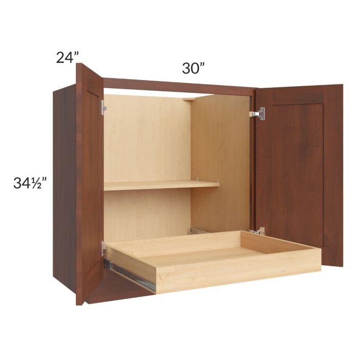 Cambridge Saddle Glaze 30" Full Height Base Cabinet with 1 Rollout Tray