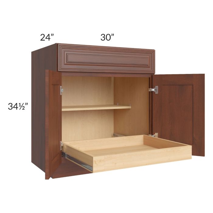 Cambridge Saddle Glaze 30" Base Cabinet with 1 Rollout Tray