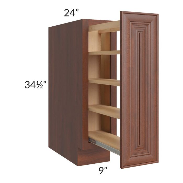 Cambridge Saddle Glaze 9" Full Height Door Base Cabinet with Shelf Pullout