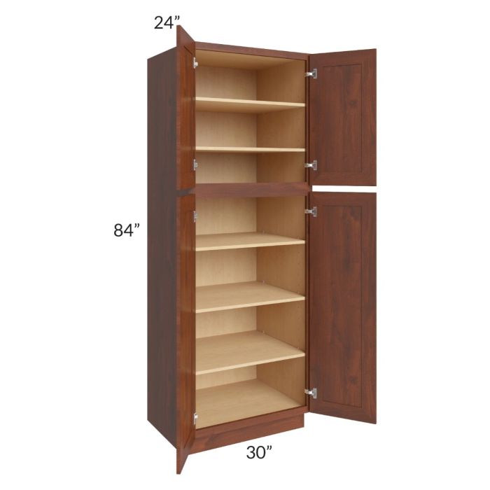 Cambridge Saddle Glaze 30x84x24 Wall Pantry Cabinet 