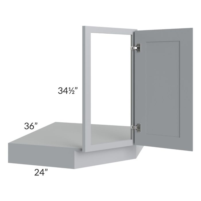 Asheville Grey Shaker 36" Corner Sink Base Front and Floor
