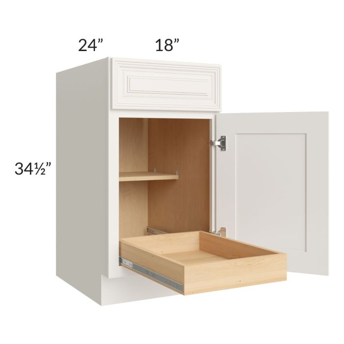 Cambridge Antique White Glaze 18" Base Cabinet with 1 Rollout Tray