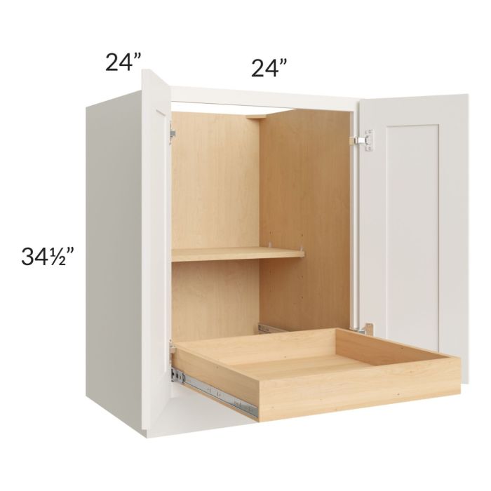 Cambridge Antique White Glaze 24" Full Height Base Cabinet with 1 Rollout Tray