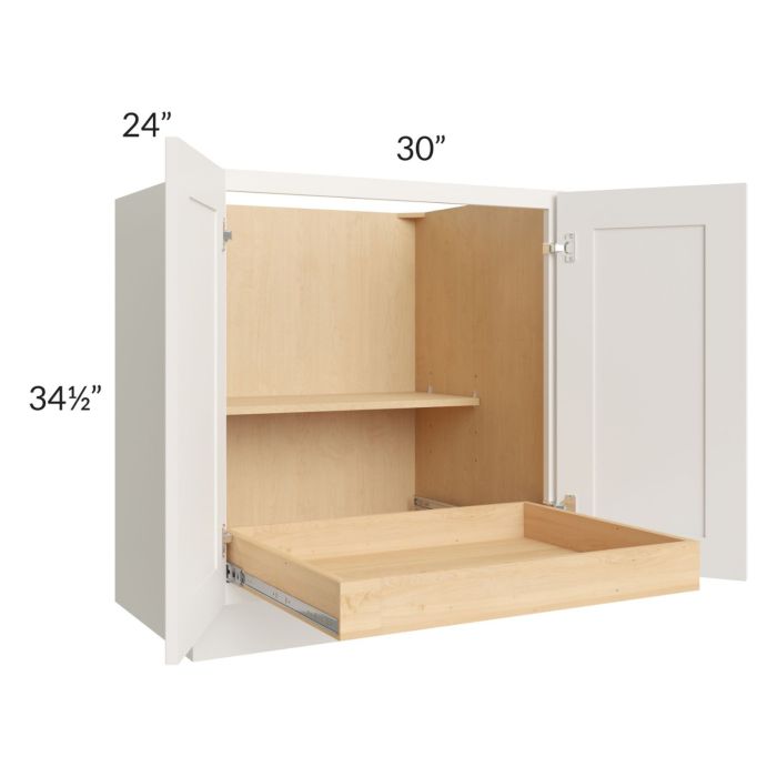 Cambridge Antique White Glaze 30" Full Height Base Cabinet with 1 Rollout Tray