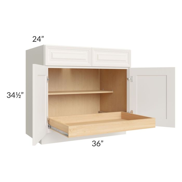 Cambridge Antique White Glaze 36" Base Cabinet with 1 Rollout Tray