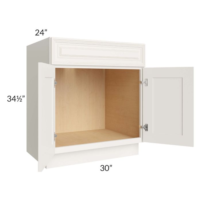 Cambridge Antique White Glaze 30" Sink Base Cabinet (1 drawer front)