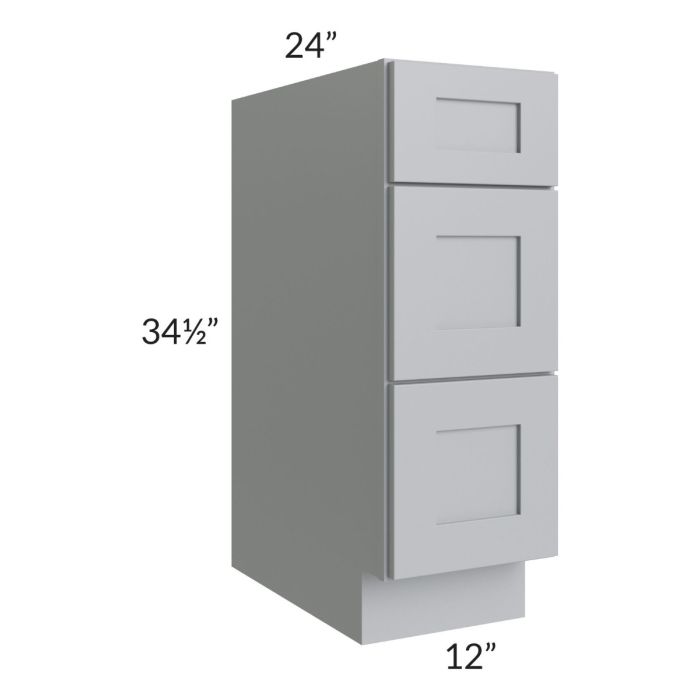 Asheville Grey Shaker 12" 3-Drawer Base Cabinet
