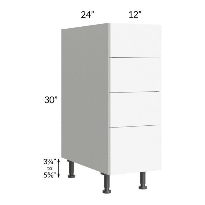 Milan White Matte 12" 4-Drawer Base Cabinet