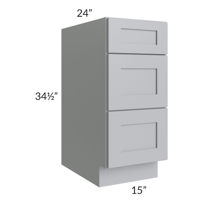 Asheville Grey Shaker 15" 3-Drawer Base Cabinet