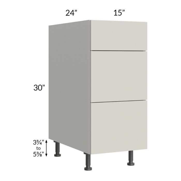 Milan Beige Matte 15" 3-Drawer Base Cabinet