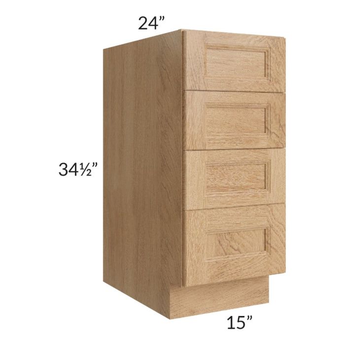 Tuscan Timber 15" 4-Drawer Base Cabinet