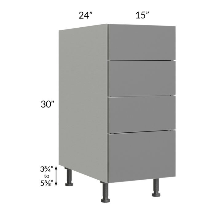 Milan Grey Gloss 15" 4-Drawer Base Cabinet