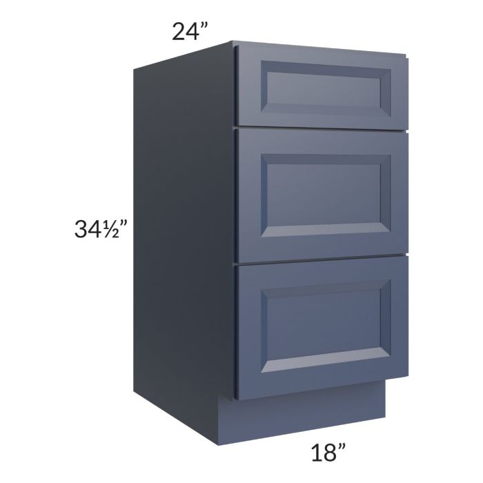 Bayville Blue 18" 3-Drawer Base Cabinet