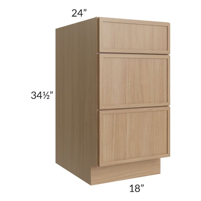 Township Rift Oak 18" 3-Drawer Base Cabinet