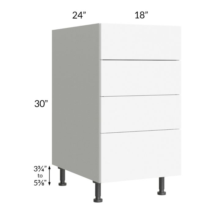 Milan White Matte 18" 4-Drawer Base Cabinet