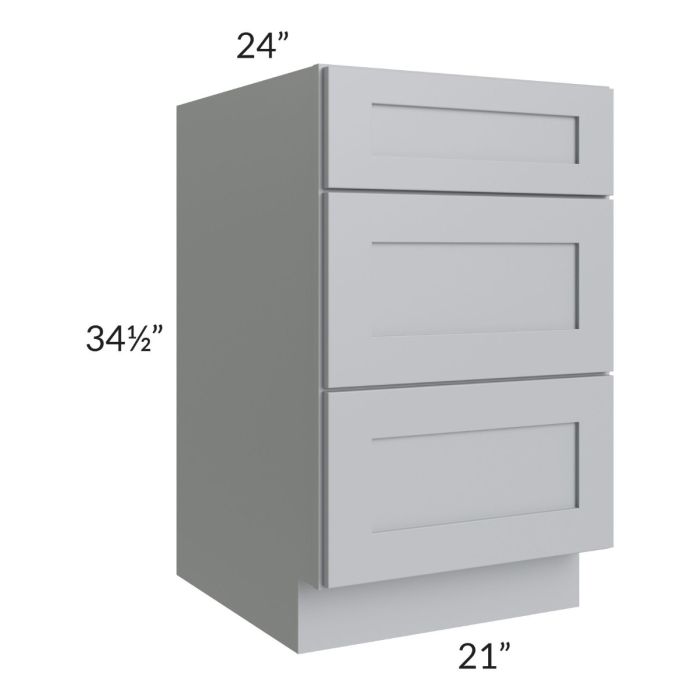 Asheville Grey Shaker 21" 3-Drawer Base Cabinet