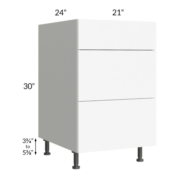 Milan White Matte 21" 3-Drawer Base Cabinet