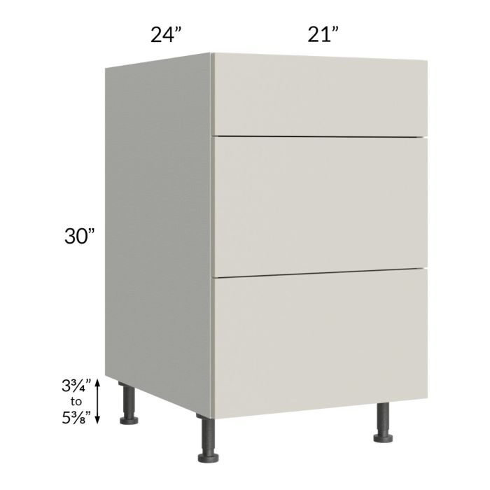 Milan Beige Matte 21" 3-Drawer Base Cabinet