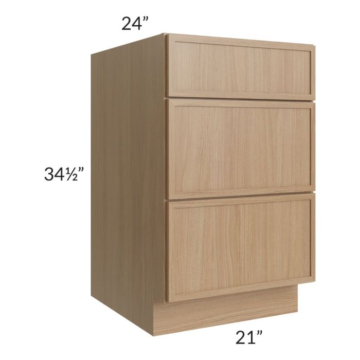 Township Rift Oak 21" 3-Drawer Base Cabinet
