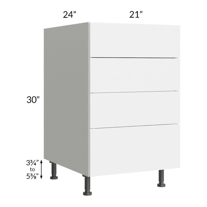 Milan White Gloss 21" 4-Drawer Base Cabinet