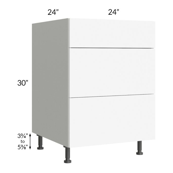 Milan White Matte 24" 3-Drawer Base Cabinet