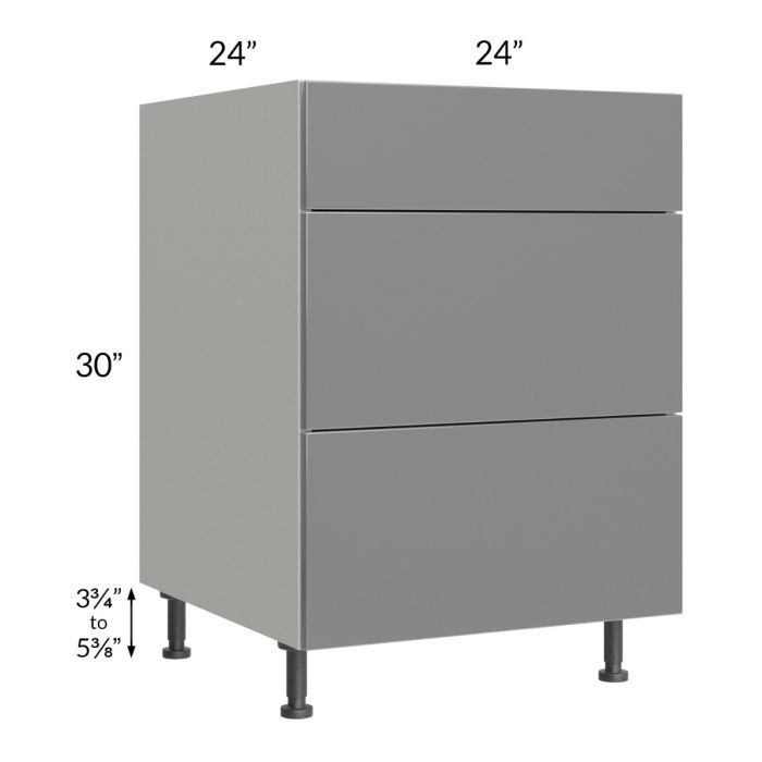 Milan Grey Gloss 24" 3-Drawer Base Cabinet