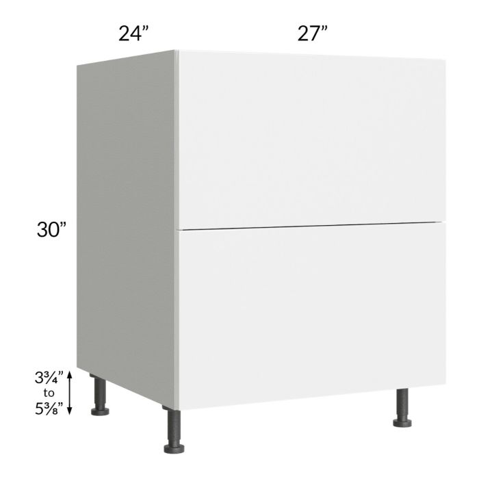Milan White Gloss 27" 2-Drawer Base Cabinet