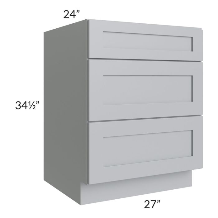 Asheville Grey Shaker 27" 3-Drawer Base Cabinet