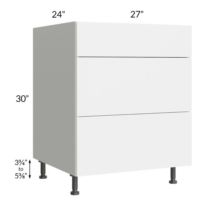 Milan White Gloss 27" 3-Drawer Base Cabinet