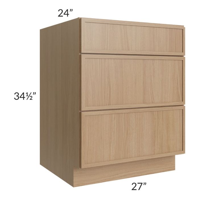 Township Rift Oak 27" 3-Drawer Base Cabinet