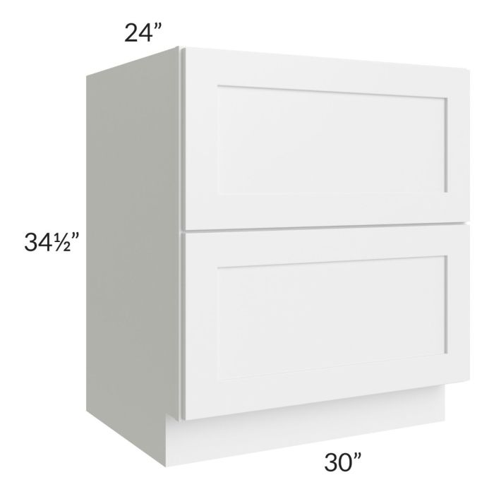 Stratton White Shaker 30" 2-Drawer Base Cabinet

