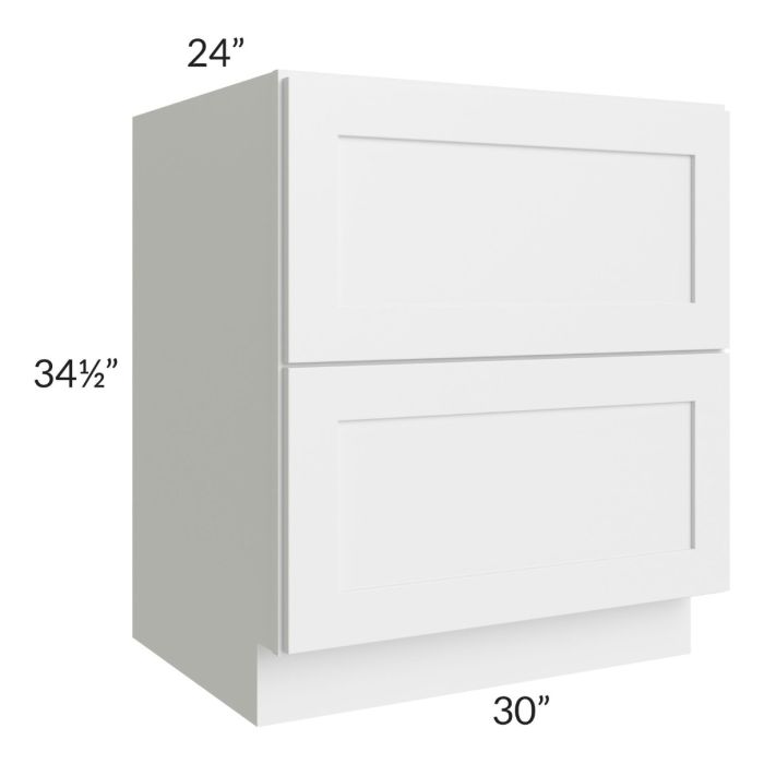 Asheville White Shaker 27" 3-Drawer Base Cabinet