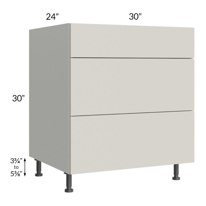Milan Beige Matte 30" 3-Drawer Base Cabinet