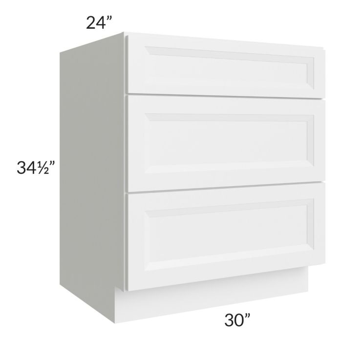 Bayville White 30" 3-Drawer Base Cabinet