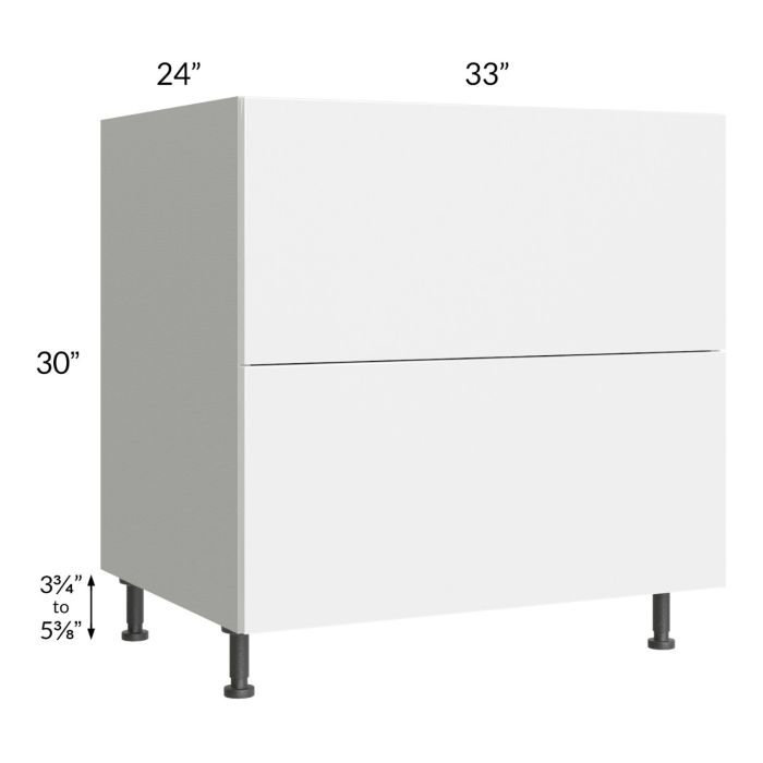 Milan White Gloss 33" 2-Drawer Base Cabinet