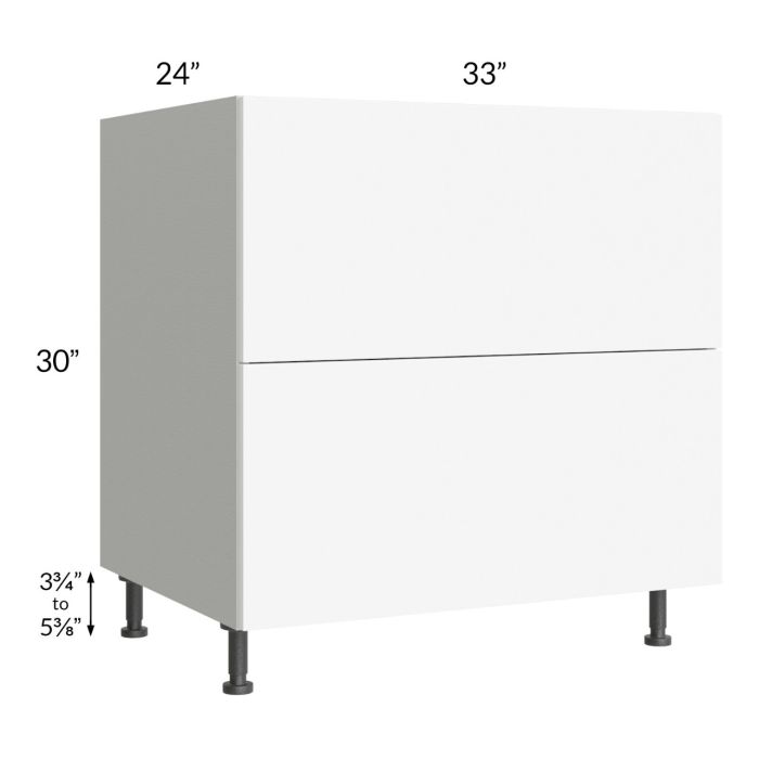 Milan White Matte 33" 2-Drawer Base Cabinet