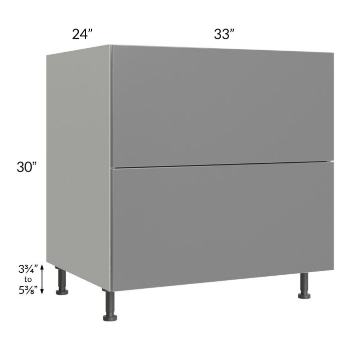 Milan Grey Gloss 33" 2-Drawer Base Cabinet