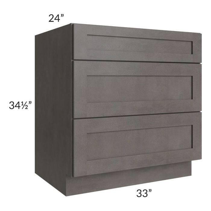 Midtown Dark Grey Shaker 33" Drawer Base Cabinet