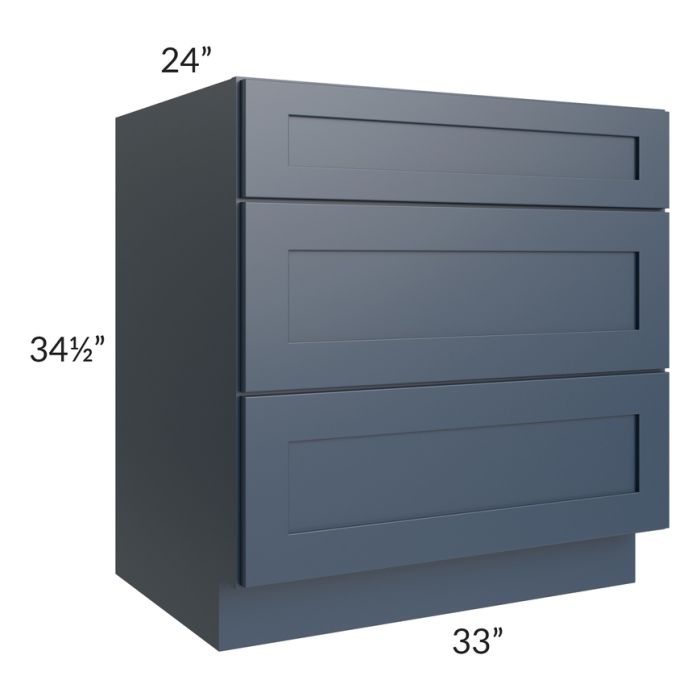 Midtown Blue Shaker 33" Drawer Base Cabinet