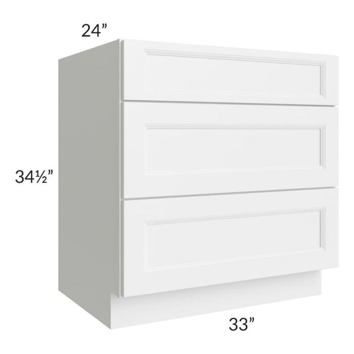 Union White 33" Drawer Base Cabinet