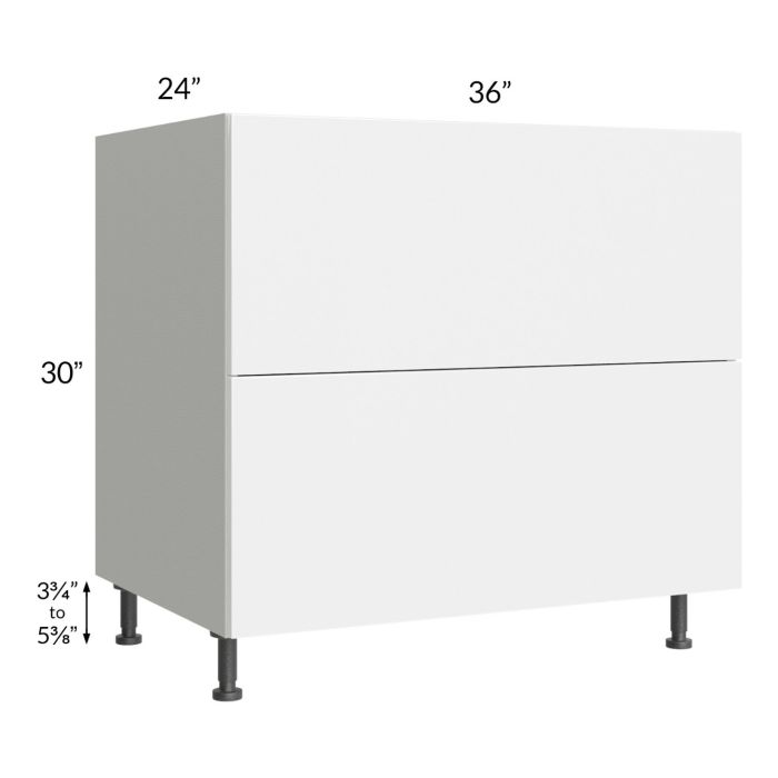 Milan White Gloss 36" 2-Drawer Base Cabinet