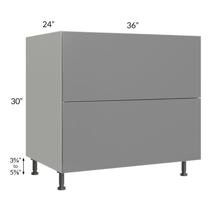 Milan Grey Gloss 36" 2-Drawer Base Cabinet