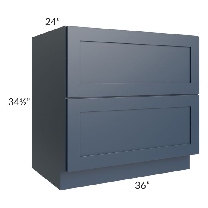 Midtown Blue Shaker 36" 2-Drawer Base Cabinet