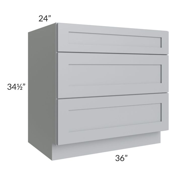Asheville Grey Shaker 36" 3-Drawer Base Cabinet