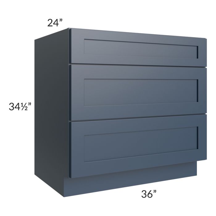 Midtown Blue Shaker 36" Drawer Base Cabinet