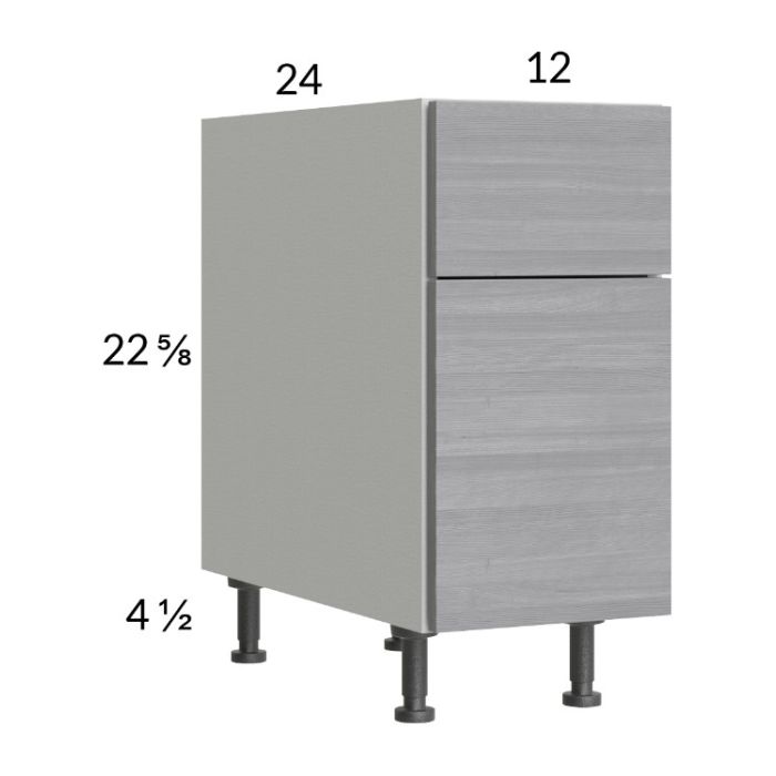 Euro Grey 12" 2-Drawer Desk Base Cabinet